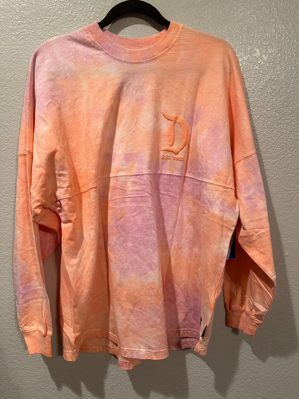 NWT Disney Parks Hydrangea Tie Dye peach and pink Spirit Jersey M XL